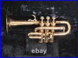 1970s Selmers 3 Valve Bb/A Piccolo Trumpet In Clear Lacquer With Case