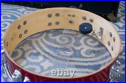 1990s Slingerland 3.5x14 Red Lacquer Piccolo Snare Drum