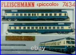 7434 Fleischmann Piccolo 2-piece Motor Carriage Set Series BR614 DB in Case UK