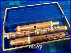8-key Vintage Flute English Boxwood /ger. Silver/bone/mid 1800/new Repair & Pads