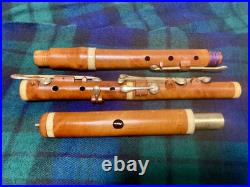 8-key Vintage Flute English Boxwood /ger. Silver/bone/mid 1800/new Repair & Pads