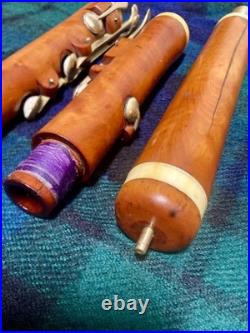 8-key Vintage Flute English Boxwood /ger. Silver/bone/mid 1800/new Repair & Pads