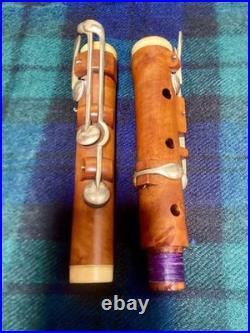 8-key Vintage Flute English Boxwood /ger. Silver/bone/mid 1800/new Repair & Pads