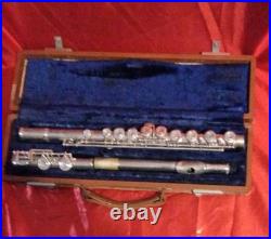 Ambassador Concert Flute Boehm Closed Hole Key of C Silver Plated with Case