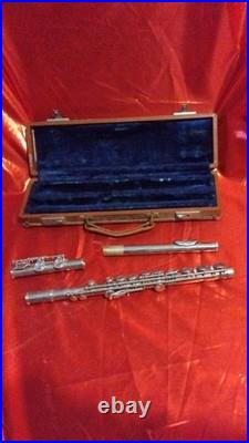 Ambassador Concert Flute Boehm Closed Hole Key of C Silver Plated with Case