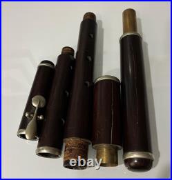 Antique 4pc Rosewood Unbranded Baroque Flute 8 Holes 23.5 Vintage