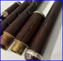 Antique 4pc Rosewood Unbranded Baroque Flute 8 Holes 23.5 Vintage