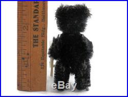 Antique Teddy Bear Schuco Piccolo Black Mohair Black Felt Pads Miniature Germany
