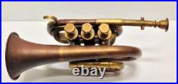 Antique Trumpet Brass Italian Horn Mouthpiece Vintage Musical Instrument 26 Cm