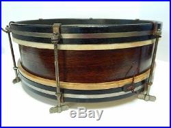 Antique Vintage Ludwig Wood Piccolo Snare Drum Marching Army with Bag