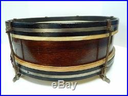 Antique Vintage Ludwig Wood Piccolo Snare Drum Marching Army with Bag