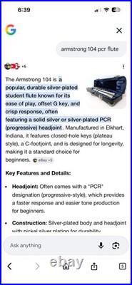 Armstrong Flute Model 104 Silver Plated Body with Solid Silver PCR Headjoint