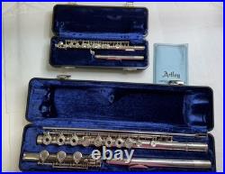 Artley sterling silver Open Hole flute 108 0 & Sterling picolo With Cases