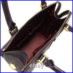Auth GIORGIOARMANI Bowlet Piccolo YGWM50 Purple Leather Handbag