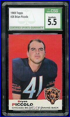 BRIAN PICCOLO UER Bryon 1969 Topps #26 Chicago Bears Rookie RC CSG 5.5 Excellent