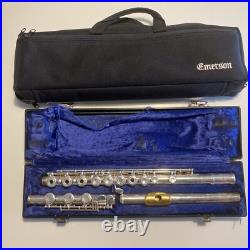 EMERSON STERLING SILVER OPEN HOLE FLUTE withCASE EMERSON STERLING SILVER OPEN HOLE FLUTE withCASE