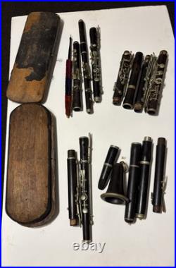 Estate Antique Lot H F Meyer Hanover Nach Austria Grenadilla Wood Flute Parts