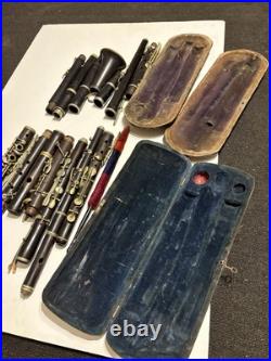 Estate Antique Lot H F Meyer Hanover Nach Austria Grenadilla Wood Flute Parts