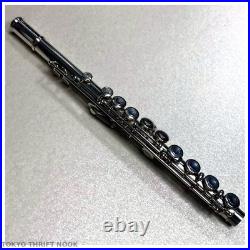 Excellent Sankyo Flute Sterling Silver Head Joint Covered Key Japan with Case