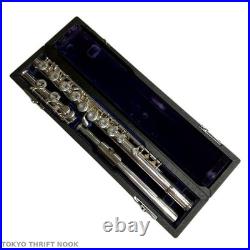 Excellent Sankyo Flute Sterling Silver Head Joint Covered Key Japan with Case