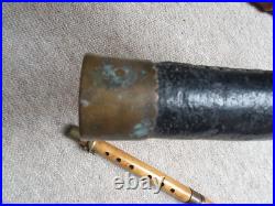 Extremely old wooden Flute / piccolo with 1 key, brown wood! In leather quiver Extremely old wooden Flute / piccolo with 1 key, brown wood! In leather quiver