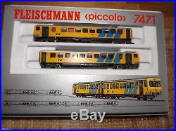 Fleischmann (piccolo) 7471 Yellow Twin Rail Car N-gauge Boxed