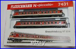 Fleischmann piccolo Spur N 7431 2teiliger Dieseltriebzug VT 614 neuwertig in OVP