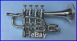 GETZEN ETERNA MODEL 4 VALVE SILVER PICCOLO TRUMPET WITH Bb AND A LEADPIPES