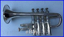 GETZEN ETERNA MODEL 4 VALVE SILVER PICCOLO TRUMPET WITH Bb AND A LEADPIPES