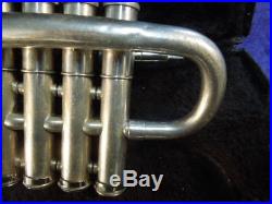 Getzen Eterna Piccolo Trumpet 4 Valve Silver G-VG needs minor repair Ser#PO2492