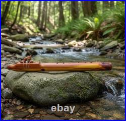 Handmade Native Style Wooden Flute 6-Hole Cedar Carved Block Instrument withWolf