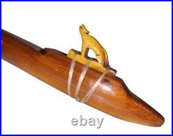 Handmade Native Style Wooden Flute 6-Hole Cedar Carved Block Instrument withWolf