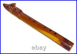 Handmade Native Style Wooden Flute 6-Hole Cedar Carved Block Instrument withWolf
