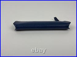 Hermes Piccolo Chevre Leather Pen Case Pouch Blue Bleu de Malte Box Ribbon EUC