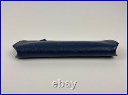 Hermes Piccolo Chevre Leather Pen Case Pouch Blue Bleu de Malte Box Ribbon EUC