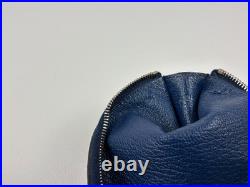 Hermes Piccolo Chevre Leather Pen Case Pouch Blue Bleu de Malte Box Ribbon EUC