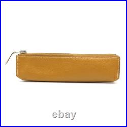 Hermes Piccolo Pen Case Khaki Leather Silver Fittings Used B Grade Hermes Piccolo Pen Case Khaki Leather Silver Fittings Used B Grade