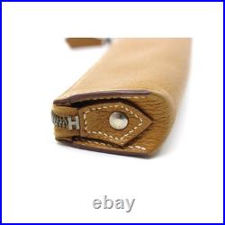 Hermes Piccolo Pen Case Khaki Leather Silver Fittings Used B Grade Hermes Piccolo Pen Case Khaki Leather Silver Fittings Used B Grade