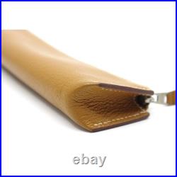 Hermes Piccolo Pen Case Khaki Leather Silver Fittings Used B Grade Hermes Piccolo Pen Case Khaki Leather Silver Fittings Used B Grade