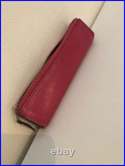 Hermes Piccolo Pink Pen Case Lipstick Purse Shocking Pink Used