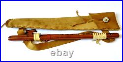 High Spiritis F# Turquoise Inlay Native American Flute with Leather Hide Case