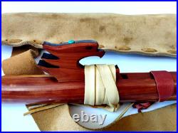 High Spiritis F# Turquoise Inlay Native American Flute with Leather Hide Case