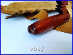 High Spiritis F# Turquoise Inlay Native American Flute with Leather Hide Case