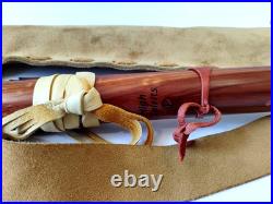 High Spiritis F# Turquoise Inlay Native American Flute with Leather Hide Case