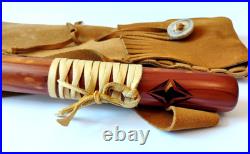 High Spiritis F# Turquoise Inlay Native American Flute with Leather Hide Case