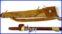 High Spiritis F# Turquoise Inlay Native American Flute with Leather Hide Case