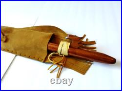 High Spiritis F# Turquoise Inlay Native American Flute with Leather Hide Case