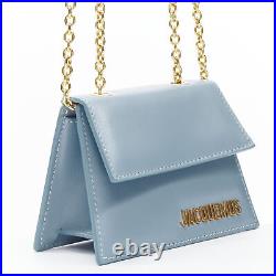 JACQUEMUS Le Piccolo blue leather gold chain boxy 2-way crossbody micro bag