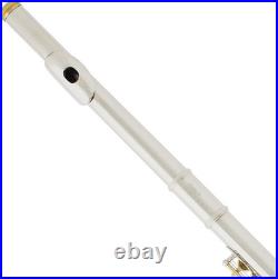 Mendini Closed Hole C Flute withCase, Stand & Lesson Book Nickel withGold Keys