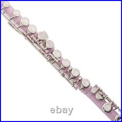 Mendini by Cecilio C Flute 16 Key Close Hole Beginner Kit with Case & Book, Pink